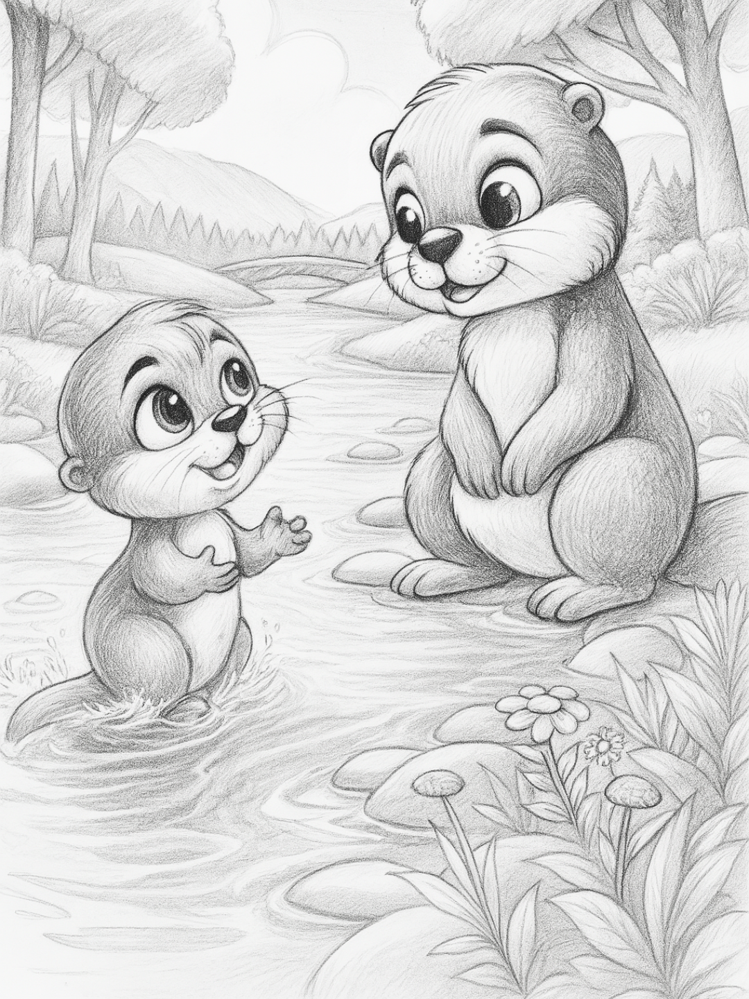 Initial sketch of Pip and Beatrice